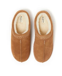 Dearfoams Dean Genuine Suede Clog Slipper with Embroidery