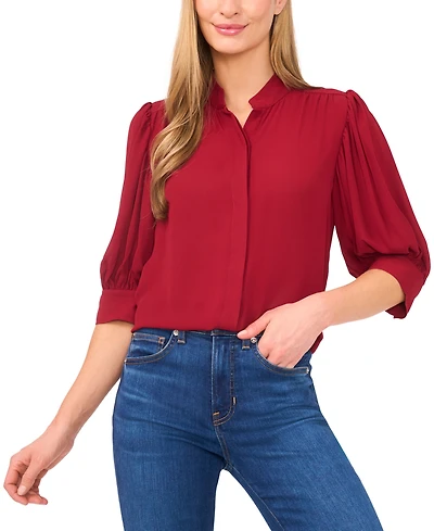 CeCe Women's 3/4-Sleeve Collared Button Down Top