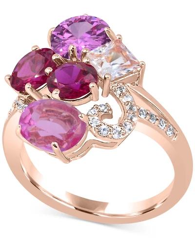 Multi-color 5-1/5 ct. t.w. Statement Ring 14K Rose Gold Plated Sterling Silver