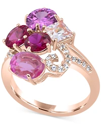 Multi-color 5-1/5 ct. t.w. Statement Ring 14K Rose Gold Plated Sterling Silver
