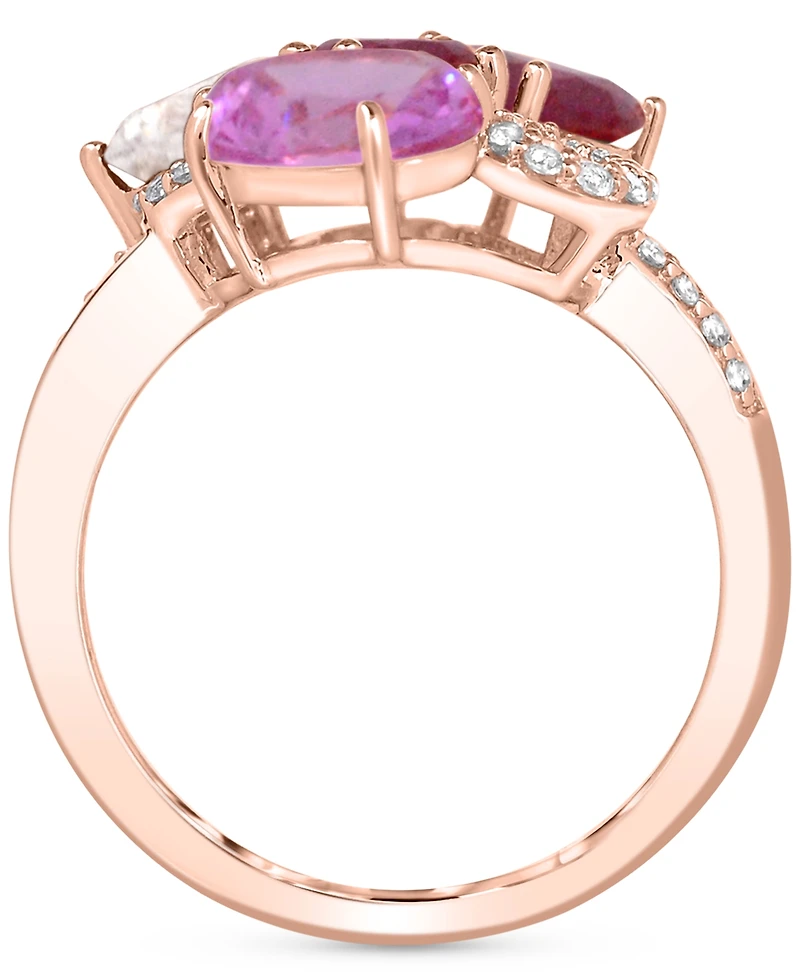 Multi-color 5-1/5 ct. t.w. Statement Ring 14K Rose Gold Plated Sterling Silver