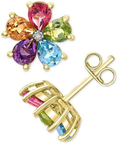 Multi Gemstone: Pink Topaz 5/8 ct. t.w., Peridot t.w. ,Blue t. w., Amethyst Citrine 1/2 and Diamond Accen