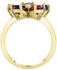 Lab-created White Sapphire 3-5/8 ct. t.w. Flower Statement Ring with Diamond Accent 14K Gold-Plated Sterling Silver