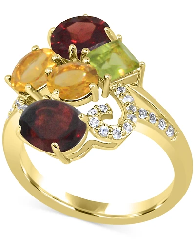 Multi-color 5-1/5 ct. t.w. Statement Ring in 14K Rose Gold Plated Sterling Silver