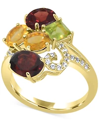 Multi-color 5-1/5 ct. t.w. Statement Ring in 14K Rose Gold Plated Sterling Silver
