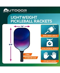 Outdoor Cruiser Pickleball Paddle Set – Usapa Approved, Premium Fiberglass Paddles with Lightweight Shock-Absorbing Grip, Includes 2 Rackets, 4