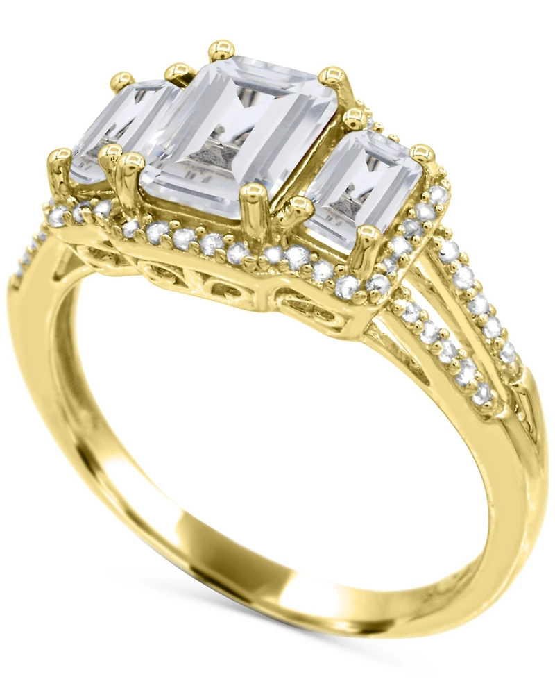 Lab Grown Sapphire (1-1/3 ct. t.w) and White (1/8 Ring Sterling Silver