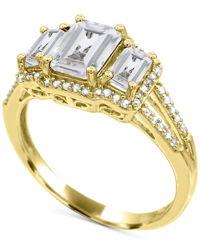 Lab Grown Sapphire (1-1/3 ct. t.w) and White (1/8 Ring Sterling Silver