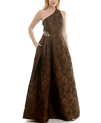 Taylor Women's Brocade One-Shoulder Sleeveless Dress