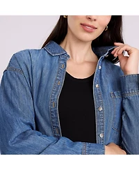 Motherhood Maternity Long Sleeve Button-Up Denim Shirt 
