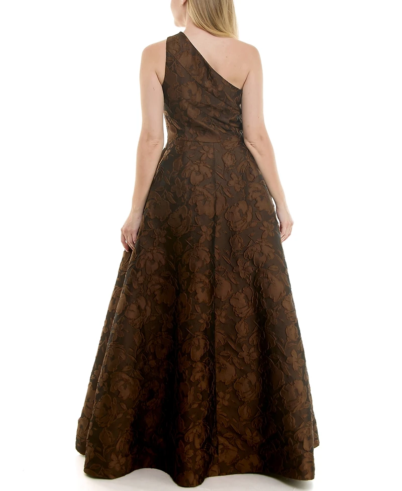 Taylor Women's Brocade One-Shoulder Sleeveless Dress