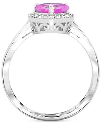 Lab Grown Pink Sapphire 1-3/8 ct. t.w. and Lab-created White Sapphire 1/3 ct. t.w. Heart Promise Ring in Sterling Silver
