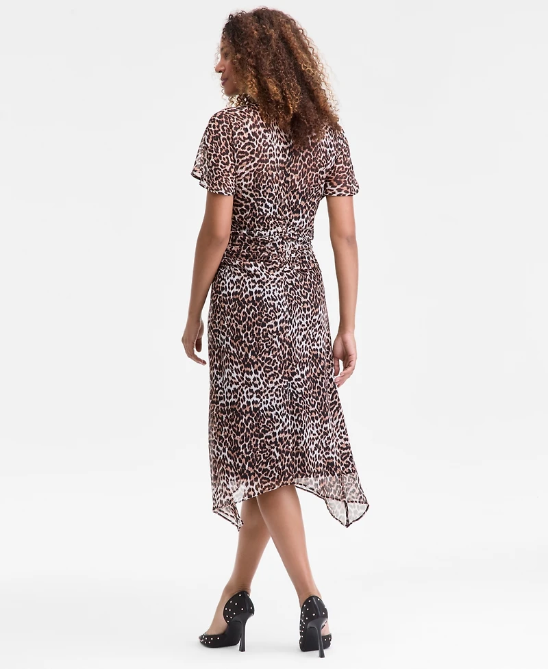 I.n.c. International Concepts Women's Animal-Print Handkerchief-Hem Midi Dress, Macy's Exclusive