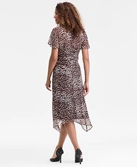 I.n.c. International Concepts Women's Animal-Print Handkerchief-Hem Midi Dress, Macy's Exclusive