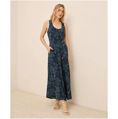 Pact Women's Fit & Flare Open Back Maxi Dress