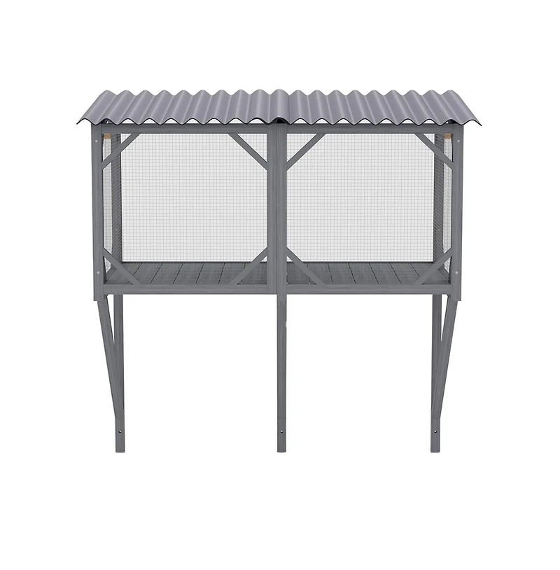 Aostirmotor 43.3 in. Outdoor Cat Enclosure for Sunbathing, Napping and Viewing, Window Perch in Gray