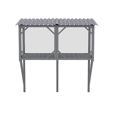 Aostirmotor 43.3 in. Outdoor Cat Enclosure for Sunbathing, Napping and Viewing, Window Perch in Gray