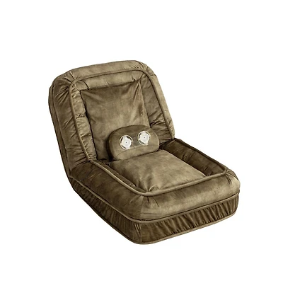 Aostirmotor Green Upholstered Human Dog Bed with 5 Adjustable Position and Massage Pillow for Adult and Pets