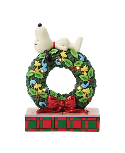 Jim Shore Snoopy Sleeping on Led Wreath Figurine
