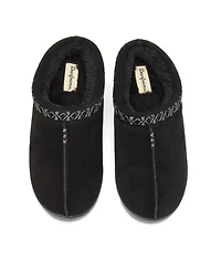 Dearfoams Women's Doreen Genuine Suede Clog Slipper With Embroidery