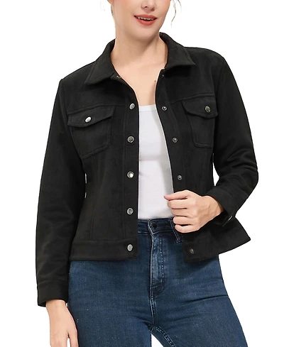 kimi + kai Women's Faux Suede Trucker Jacket