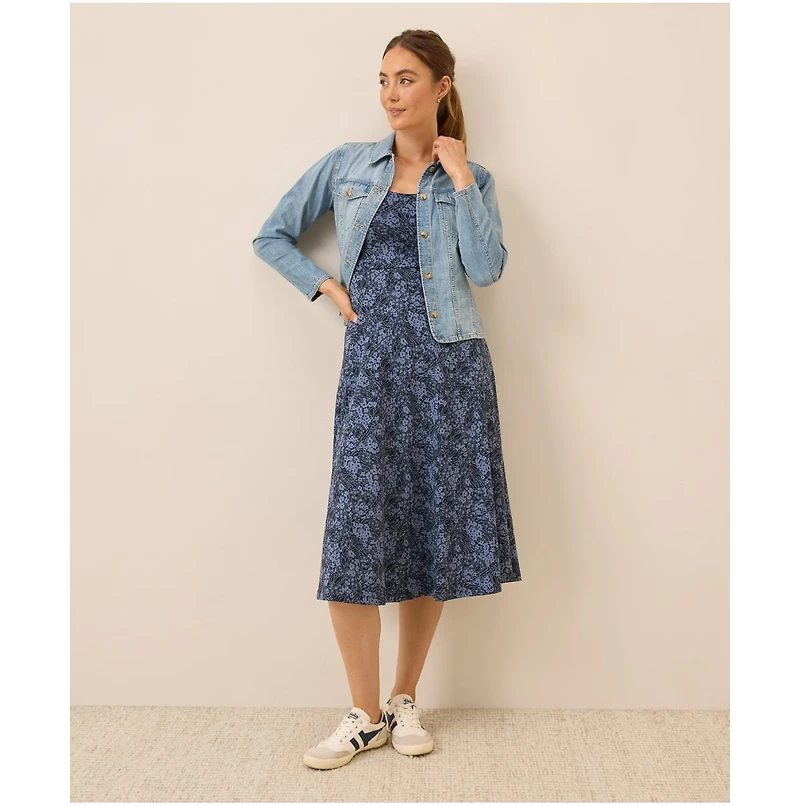 Pact Women's Organic Cotton Fit & Flare Scoop Midi Dress