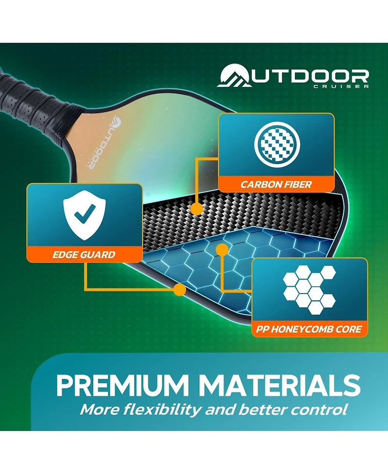 Lifemaster Outdoor Cruiser Pickleball Paddle Set – Usapa Approved, Premium Fiberglass Paddles with Lightweight Shock-Absorbing Grip, Includes 2 Racket