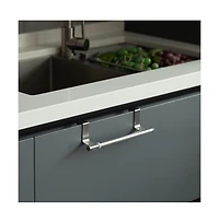 Basicwise Chrome Over the Door Extendable Towel Holder Rack for the Kitchen, Vanity, and Bathroom