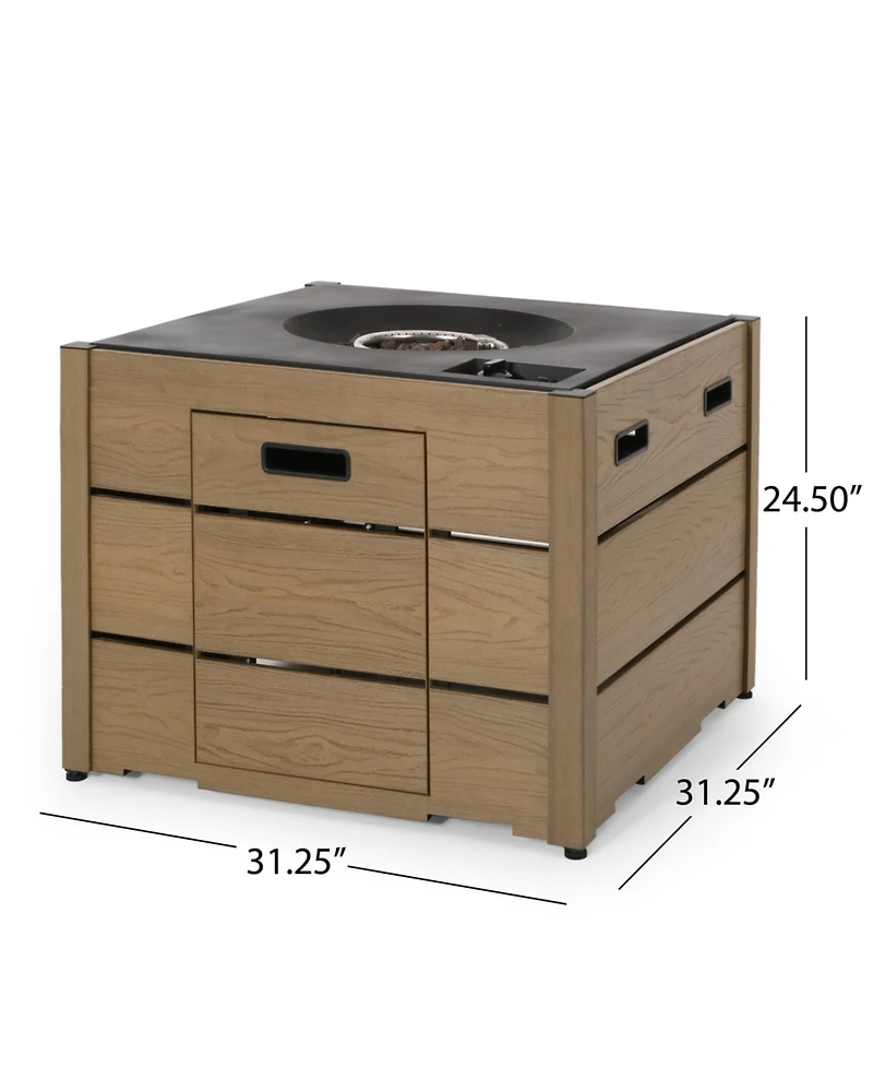 Mondawe 31" Square Propane Fire Pit with Wpc Base, 40,000 Btu, Brown