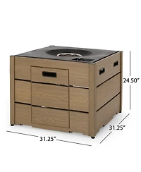 Mondawe 31" Square Propane Fire Pit with Wpc Base, 40,000 Btu, Brown
