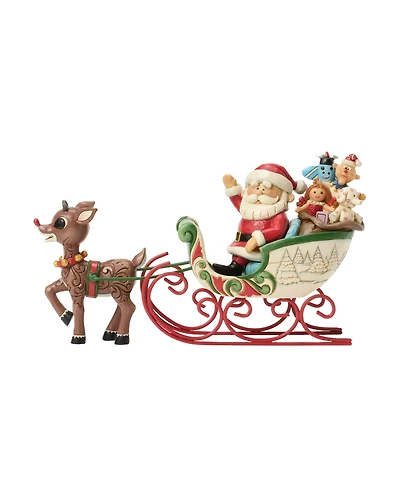 Jim Shore Rudolph Pulling Santa in Sled Figurine