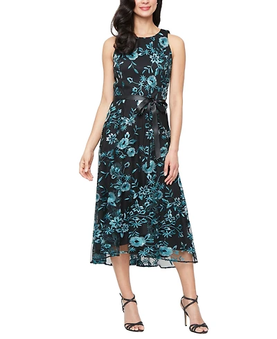 Alex Evenings Women's Embroidered Tulle Midi Dress