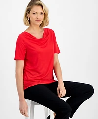 Jm Collection Women's Cowl-Neck Short-Sleeve Top, Macy's Exclusive