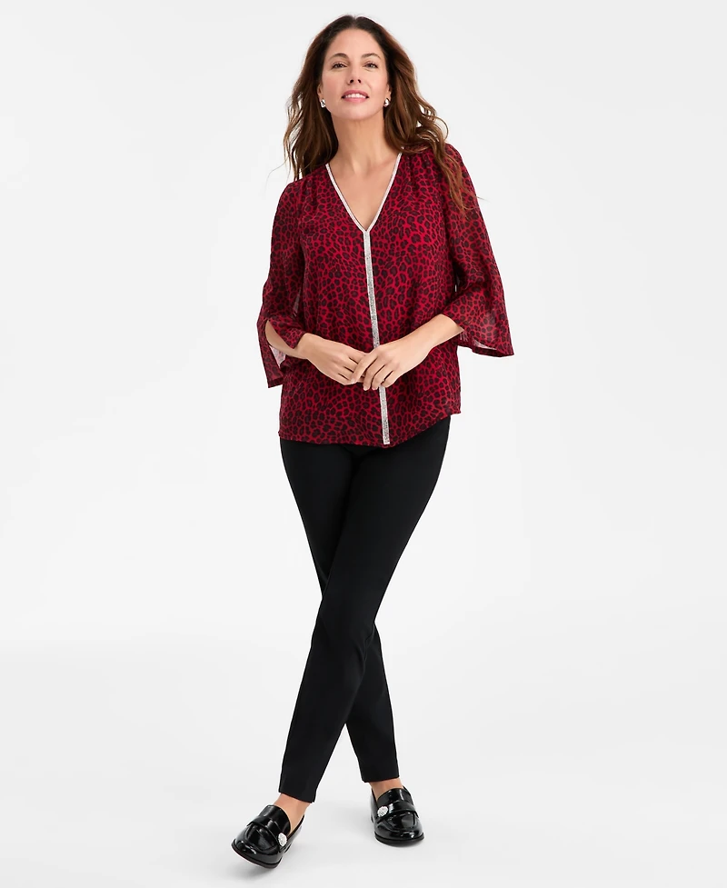 Jm Collection Women's Embellished Printed Blouse, Macy's Exclusive