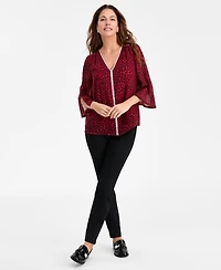 Jm Collection Women's Embellished Printed Blouse, Macy's Exclusive