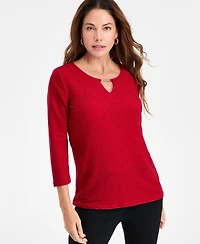 Jm Collection Women's Shine Striped Keyhole Top, Macy's Exclusive