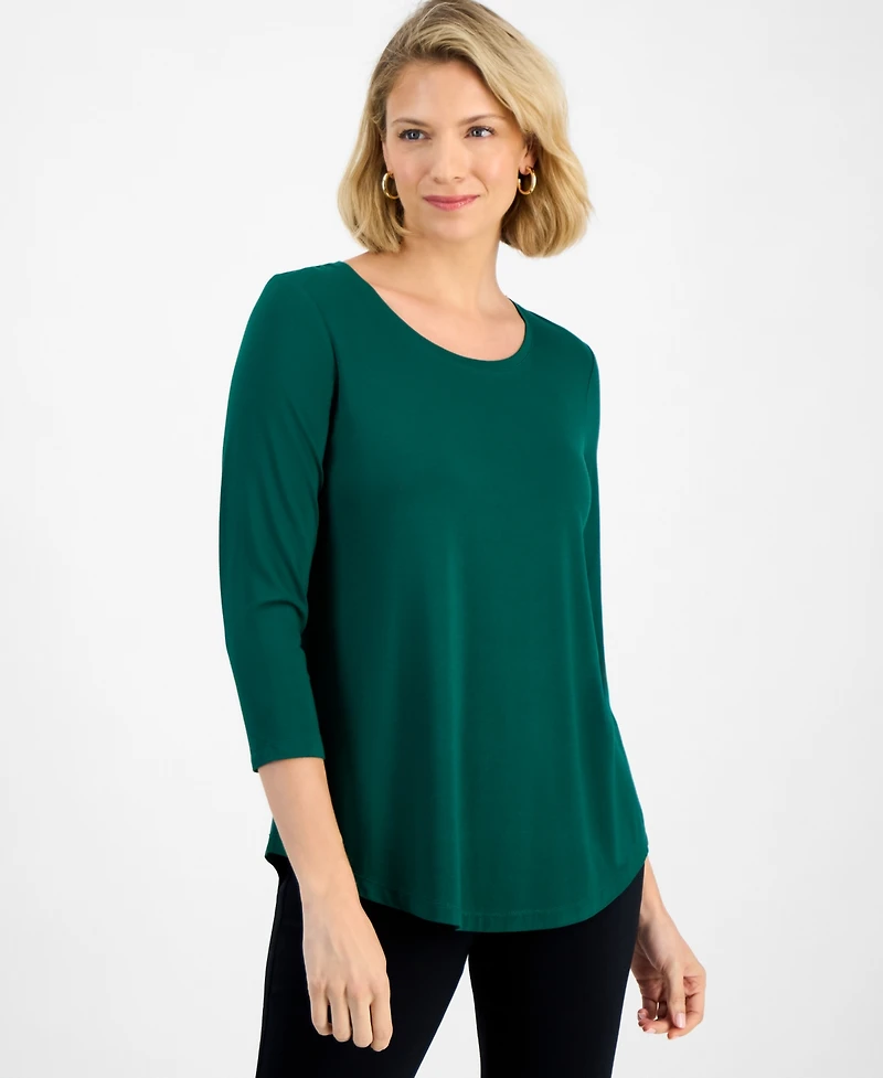 Jm Collection Women's 3/4-Sleeve Scoop Neck Top