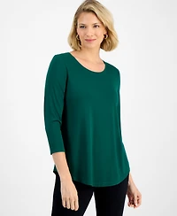 Jm Collection Women's 3/4-Sleeve Scoop Neck Top
