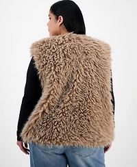 And Now This Trendy Plus Shaggy Faux-Fur V-Neck Vest, Macy's Exclusive