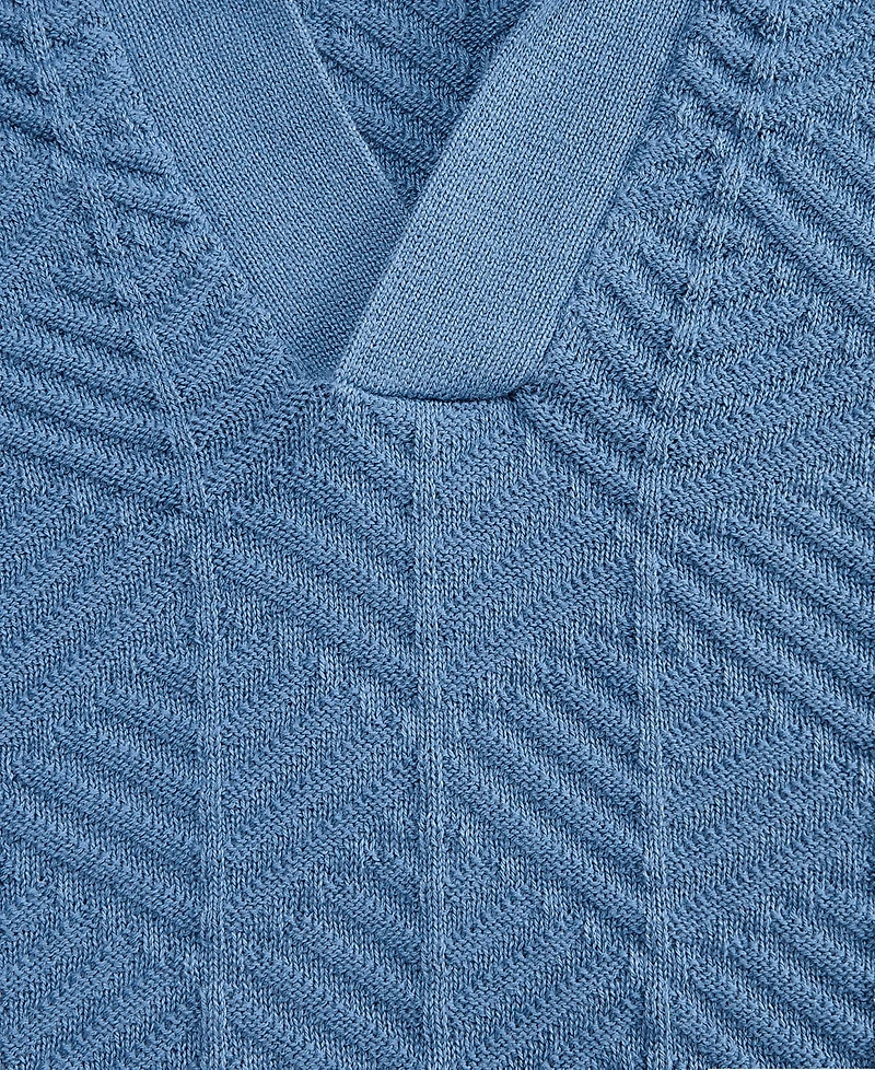 Alfani Men's Johnny-Collar Ribbed Geo Polo Shirt, Macy's Exclusive