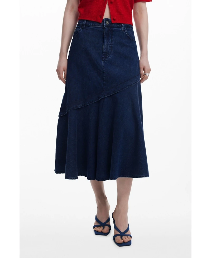 Desigual Women's Denim midi skirt with ruffle