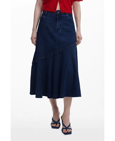 Desigual Women's Denim midi skirt with ruffle