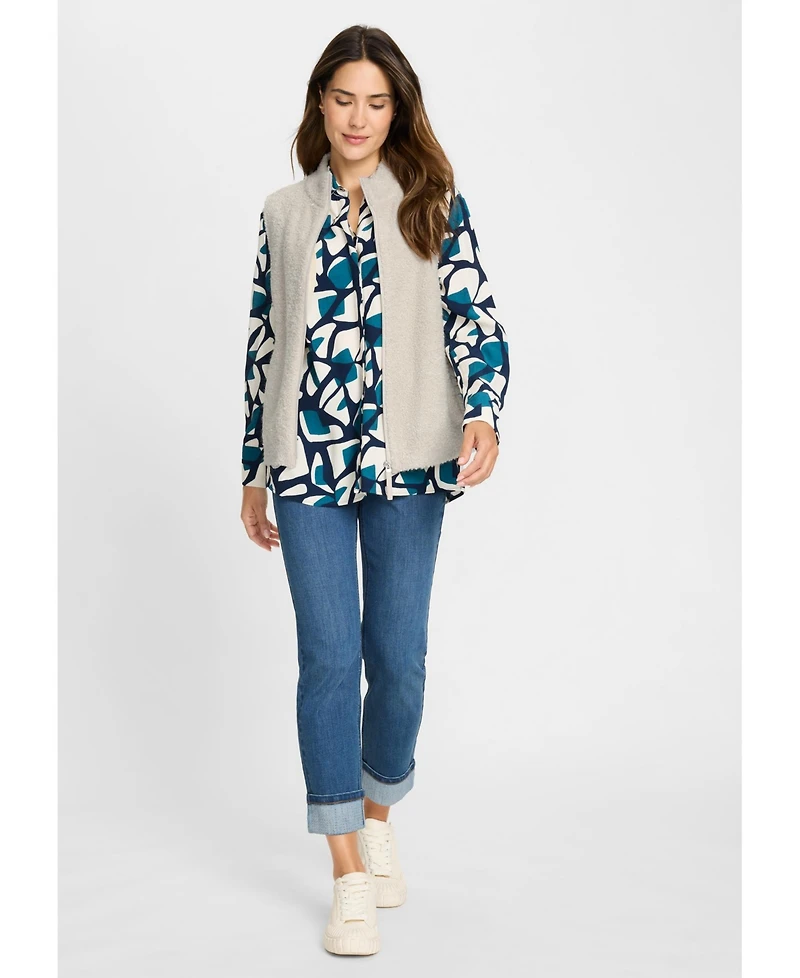 Olsen Women's Mixed Media Zip Front Vest