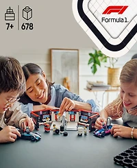 Lego City F1 Garage and Mercedes-amg and Alpine Cars Toy 60444, 678 Pieces