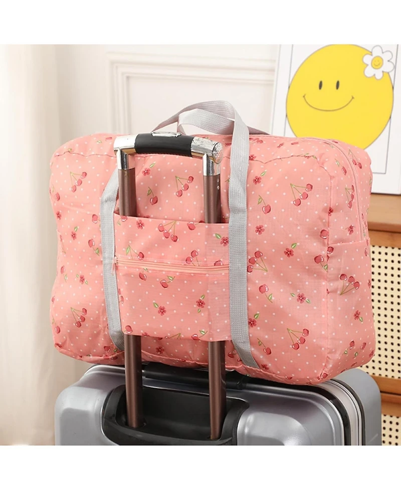 Urtala Travel Bag Foldable Luggage Bag Spirit Airlines Personal Item Bag Sports Gym Bag Weekender Overnight Bag Travel Duffel for Women (Pink Cherry)