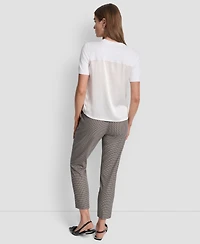Dkny Petite Mixed Media Short Sleeve Top