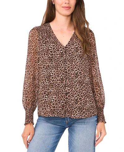 Sam & Jess Women's Smocked Shoulder Long Sleeve Top