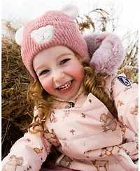 Deux par Baby Girl Lined Winter Knit Hat with Ear Flaps Dusty Pink - Baby|Toddler