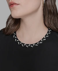 Karl Lagerfeld Paris Women's Ruffle Trim Knit Short Sleeve Dress