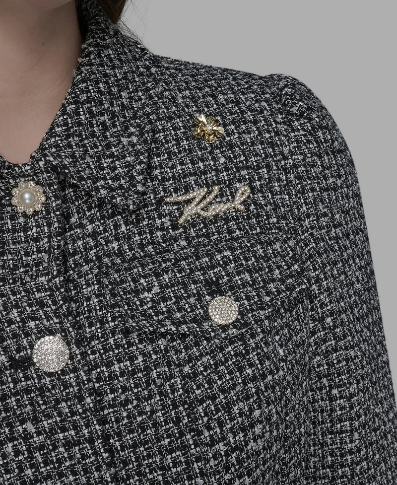 Karl Lagerfeld Paris Women's Tweed Long Sleeve Jacket